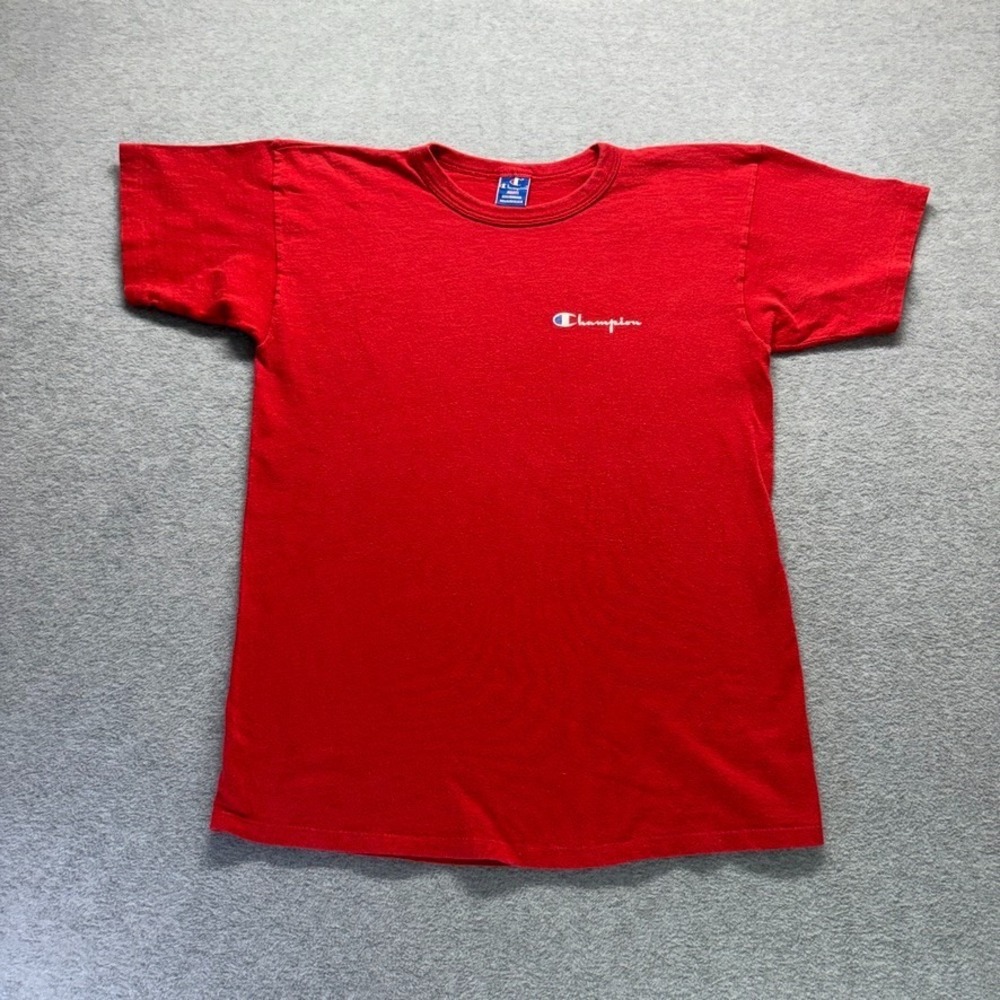 Vintage Champion T-Shirt Mens Large Red Short Sleeve Logo Pullover 90s